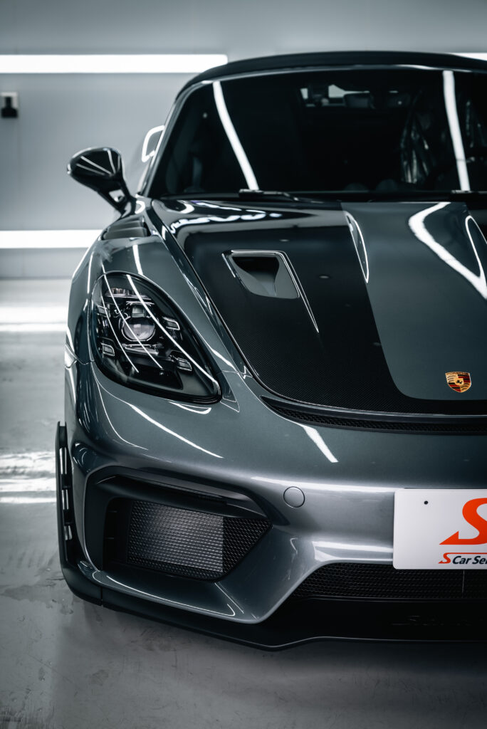 スマートカーサービス_ポルシェ_718 Spyder RS_プロテクションフィルム_セラミックコーティング