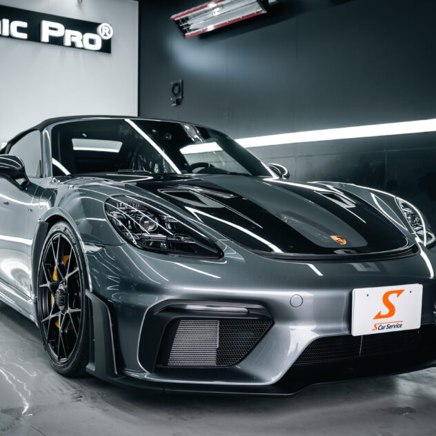 スマートカーサービス_ポルシェ_718 Spyder RS_プロテクションフィルム_セラミックコーティング