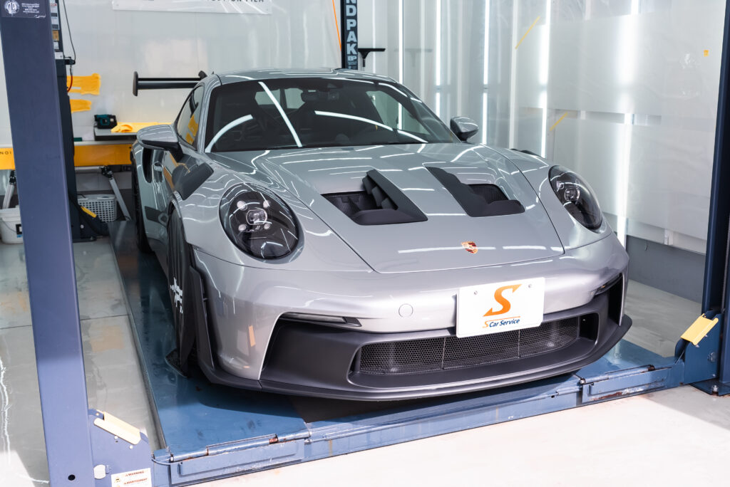 スマートカーサービス_Porsche_911GT3_プロテクションフィルム_フロントフル施工